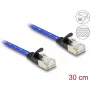 Cabo de rede DeLOCK RJ45 plano Cat.6A 0,3 m azul