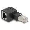 Adaptador DeLOCK ficha RJ45 para conector fêmea RJ45 Cat.6A angular 90° para a esquerda preto