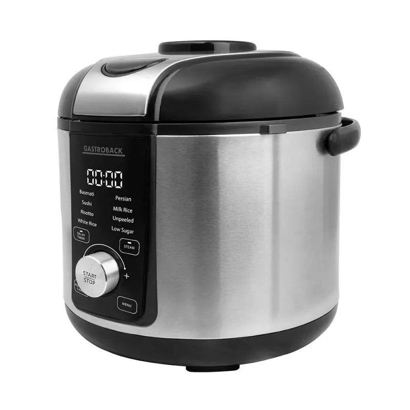 Panela de arroz GASTROBACK Rice Control Low Carb & Steam, 3 L, 450 W, preto/aço inoxidável