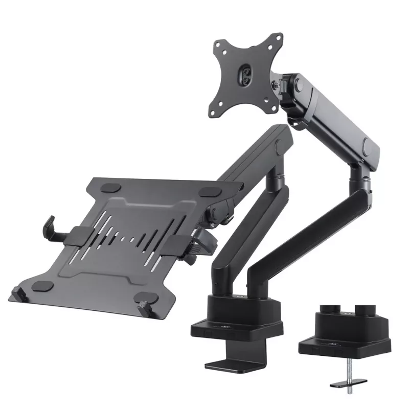 Suporte de mesa duplo para monitor e portátil MACLEAN MC-813 para ecrãs 17–32 polegadas, VESA 75x75/100x100
