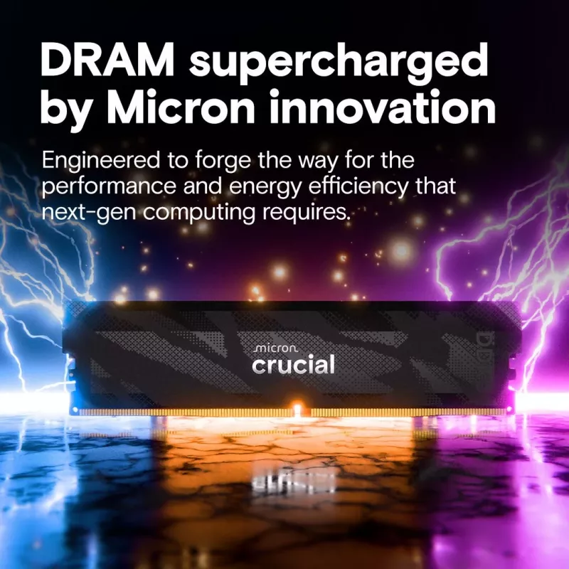 Módulo de memória RAM DDR5 CRUCIAL Pro OC 16GB (1×16GB) 6400 MT/s CL32