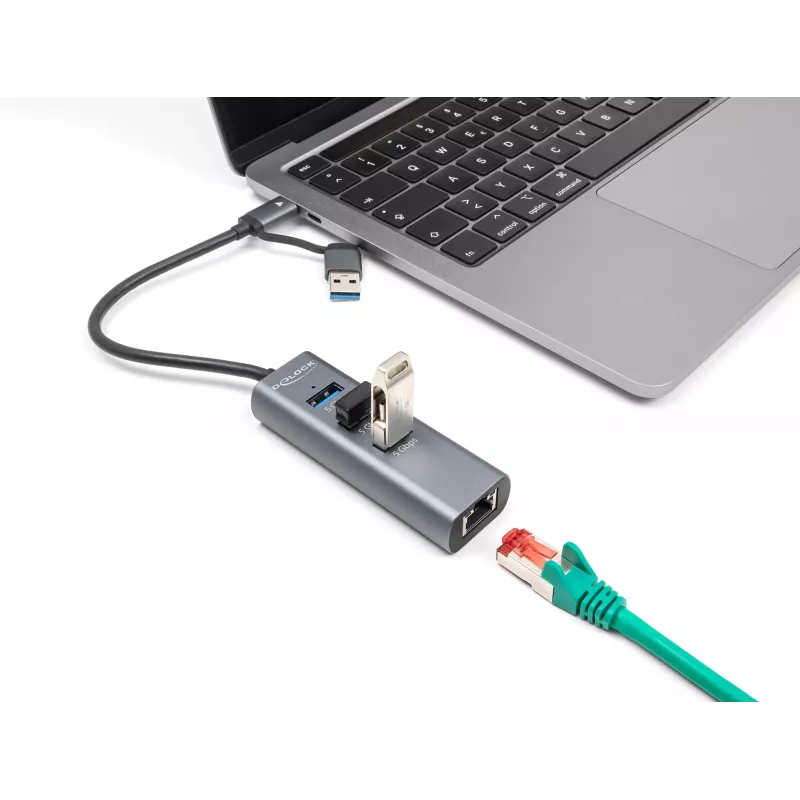 Estação de acoplamento e replicador de portas para portátil DeLOCK 64282 com fios USB 3.2 Gen 1 (3.1 Gen 1) Type-C cinzento (64282)