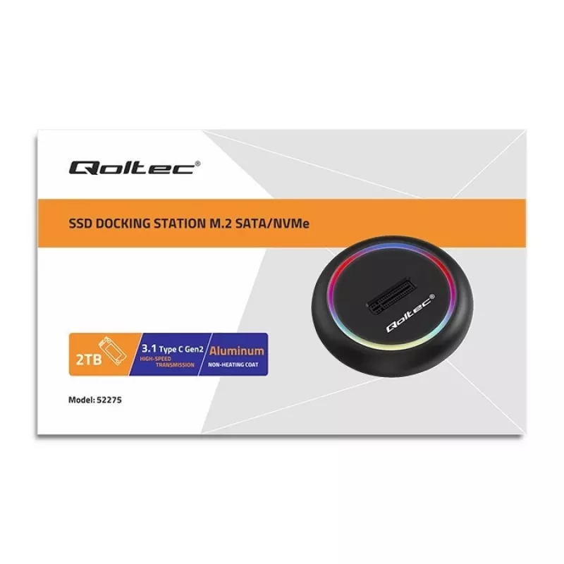 Qoltec 52275 Dock para SSD M.2, SATA/NVMe, USB-C