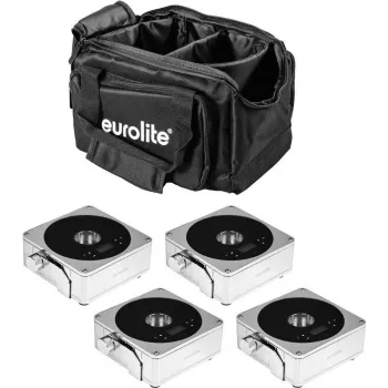 Conjunto de luzes planas Light Set 4x bateria EUROLITE 20000425 com bolsa macia – conjunto de 4 projetores planos a bateria
