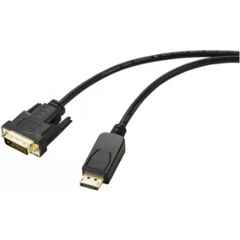 Renkforce Cabo adaptador DisplayPort / DVI ficha DisplayPort, ficha DVI-D 24+1 pol. 1,80 m preto RF-5771518 bainha PVC cabo DVI (RF-5771518)