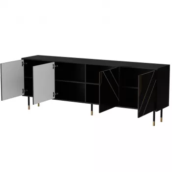 Cómoda cama meble Cama 4D MOUNTAIN 204x40x72 cm — preto e dourado, MDF/aglomerado