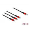 Cabo de carregamento USB DeLOCK 86710 3 em 1 USB Type-C para Lightning Micro USB 30 cm preto vermelho