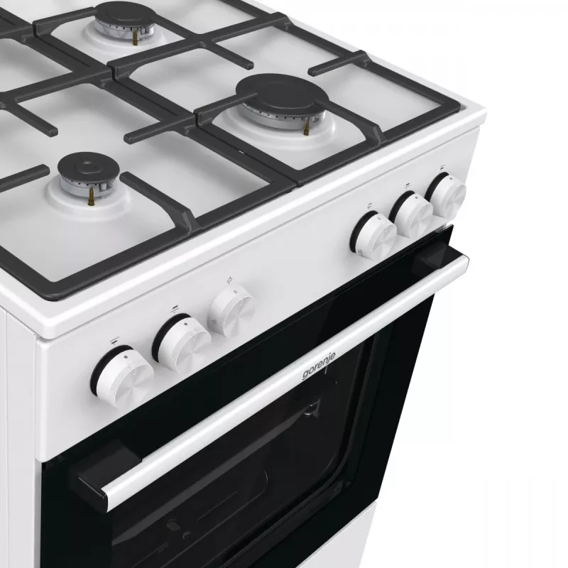 Fogão a gás independente Gorenje GG6A10WFFM, branco, placa de 4 bicos, forno a gás de 72 L, botões frontais