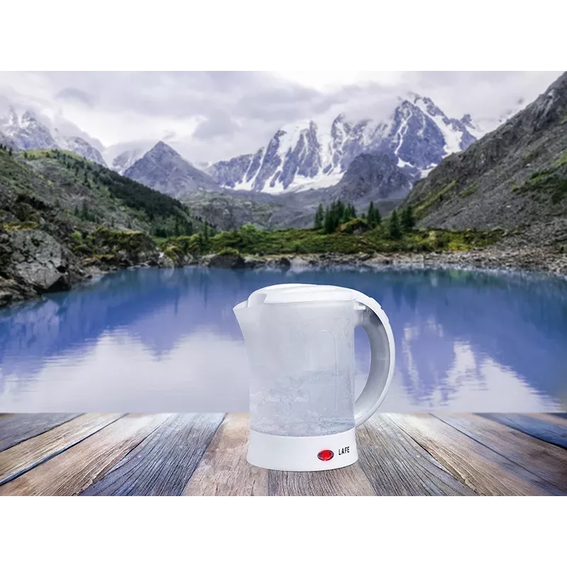 Chaleira elétrica LAFE LAFCZA45865, aço inoxidável, 0,6 L, 600 W, cinzento claro, tampa de bloqueio rebatível