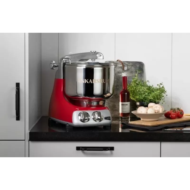 Robot de cozinha Ankarsrum Assistent Original AKR 6230 RD — 1500 W, tigela de aço inoxidável de 7 L, corpo em metal, vermelho