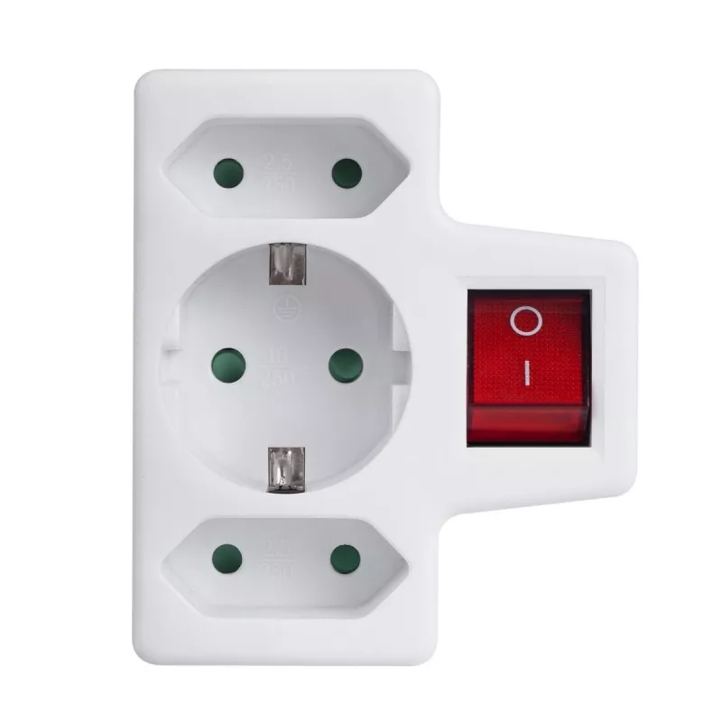 Maclean MCE215 adaptador de ficha múltipla, 1x16 A + 2x2,5 A Schuko