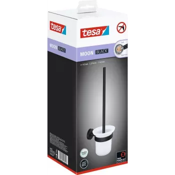 Tesa MOON preto - escova de sanita e suporte - preto - branco - vidro - metal - 112 mm - 145 mm