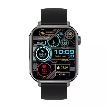 Smartwatch Colmi P80 preto – wearable de pulso, ecrã a cores, monitorização de saúde e atividade