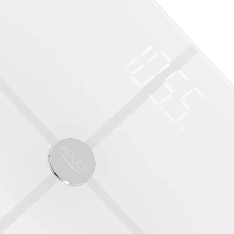 Balança de casa de banho Adler AD 8187 — peso máx. 180 kg, precisão 100 g, medição de IMC, branco