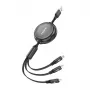 Cabo retrátil 3 em 1 FONENG X113 1,1 m preto — Lightning, USB-C, Micro-USB