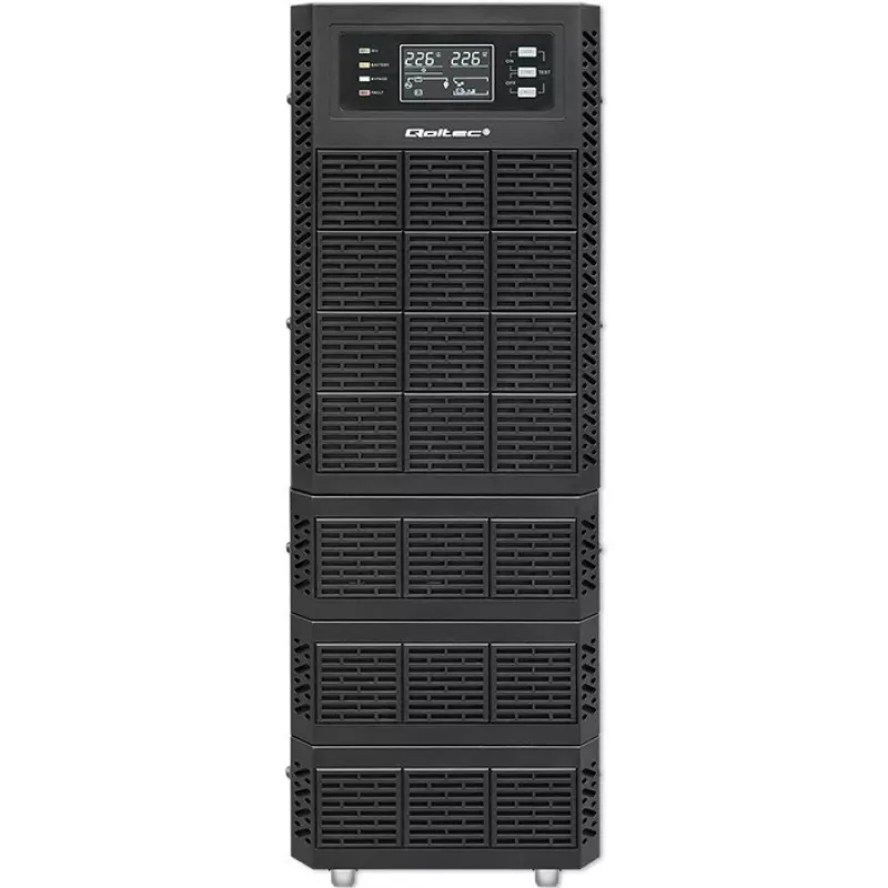 Qoltec 52284 UPS fonte de alimentação ininterrupta | 10kVA | 10000W | fator de potência 1,0 | LCD | EPO | USB | online