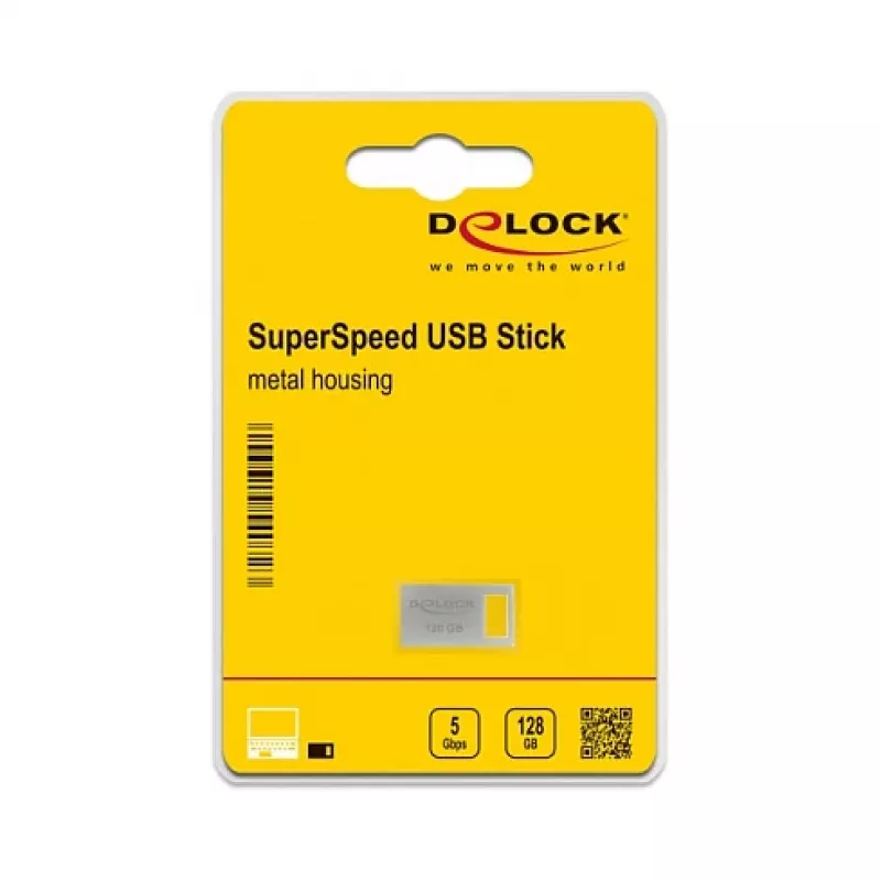Pen drive USB DeLOCK 128GB USB Type-A 3.2 Gen 1 caixa metálica