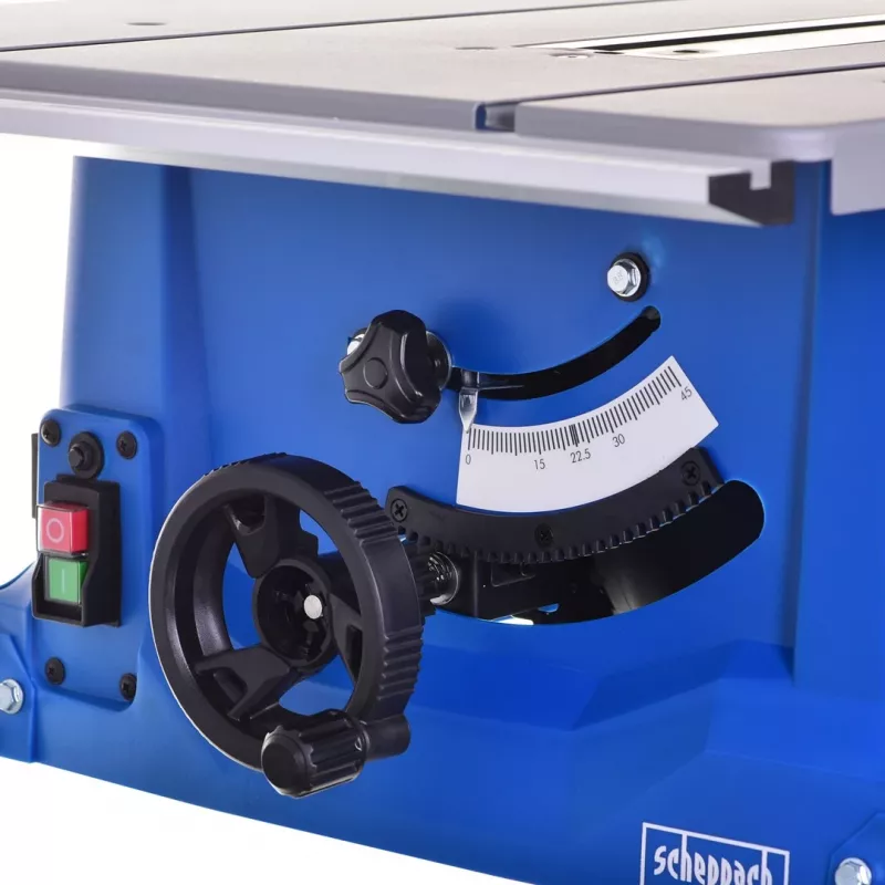 Serra de mesa Scheppach HS100S Special Edition — 2000 W, lâmina de 250 mm, profundidade de corte 85 mm, esquadria 0–45°, base rebatível