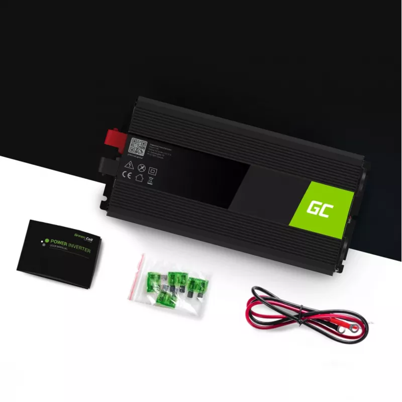 Inversor Green Cell INV10 2000 W, 12 V DC para 230 V AC, saída Type-C, 50 Hz, preto