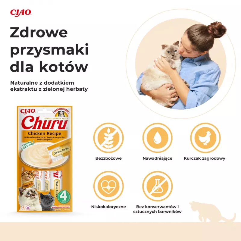 INABA Churu Chicken - Petiscos para gatos - 4x14 g