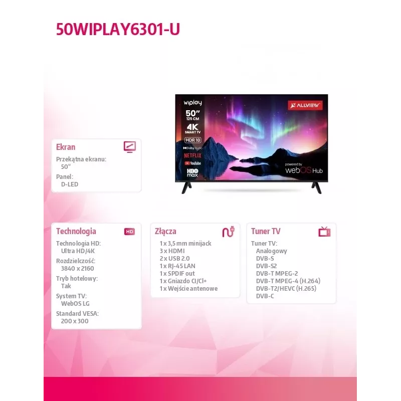 TV LED 50 polegadas 50WIPLAY6301-U