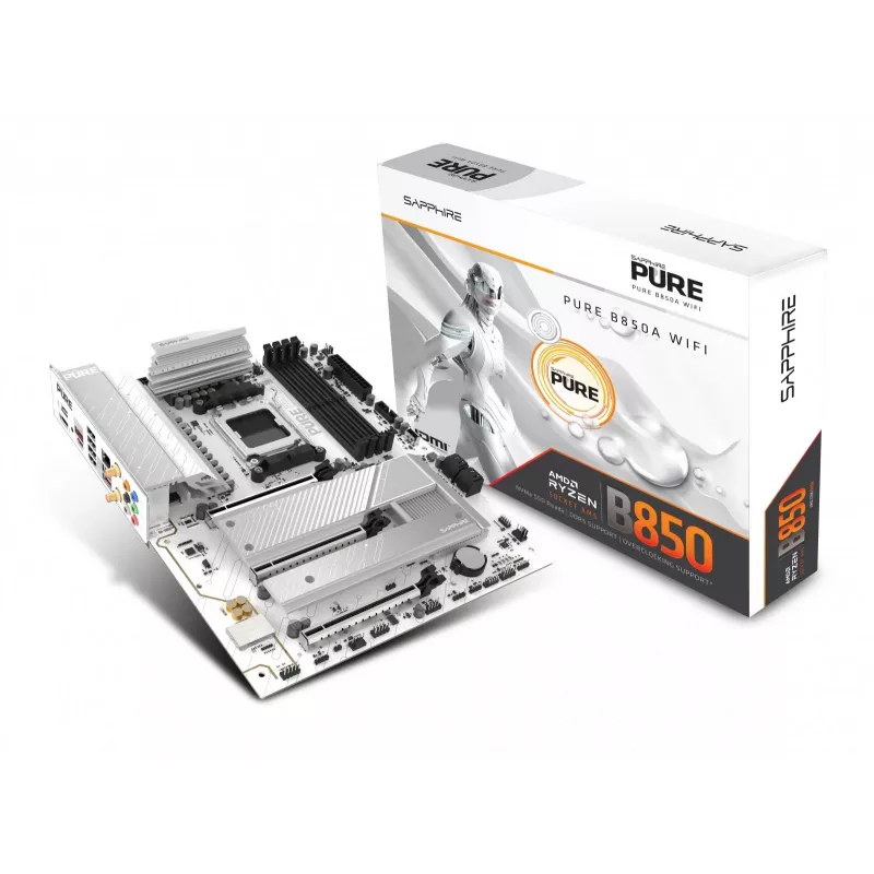 Placa principal Sapphire PURE B850A WIFI7, AMD B850, Socket AM5, ATX, DDR5