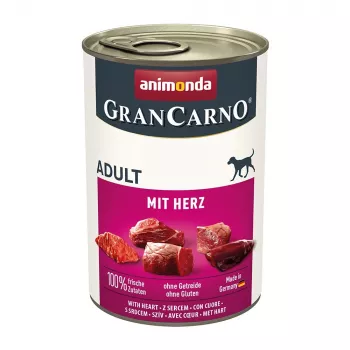 Alimento húmido para cães animonda GranCarno Adult com corações 400 g — porco, sem cereais, para todas as raças