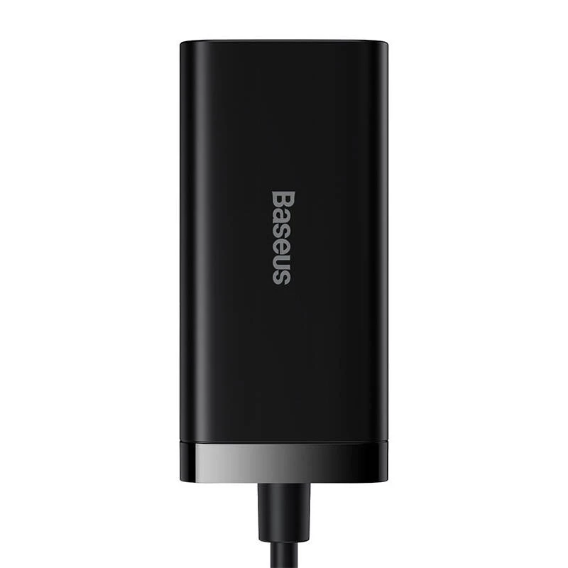 Baseus GaN3 Pro CCGP000101 carregador de secretária 100 W, 2x USB-C + 2x USB-A, PD 3.0, QC 4.0+, cabo de 1,5 m, preto