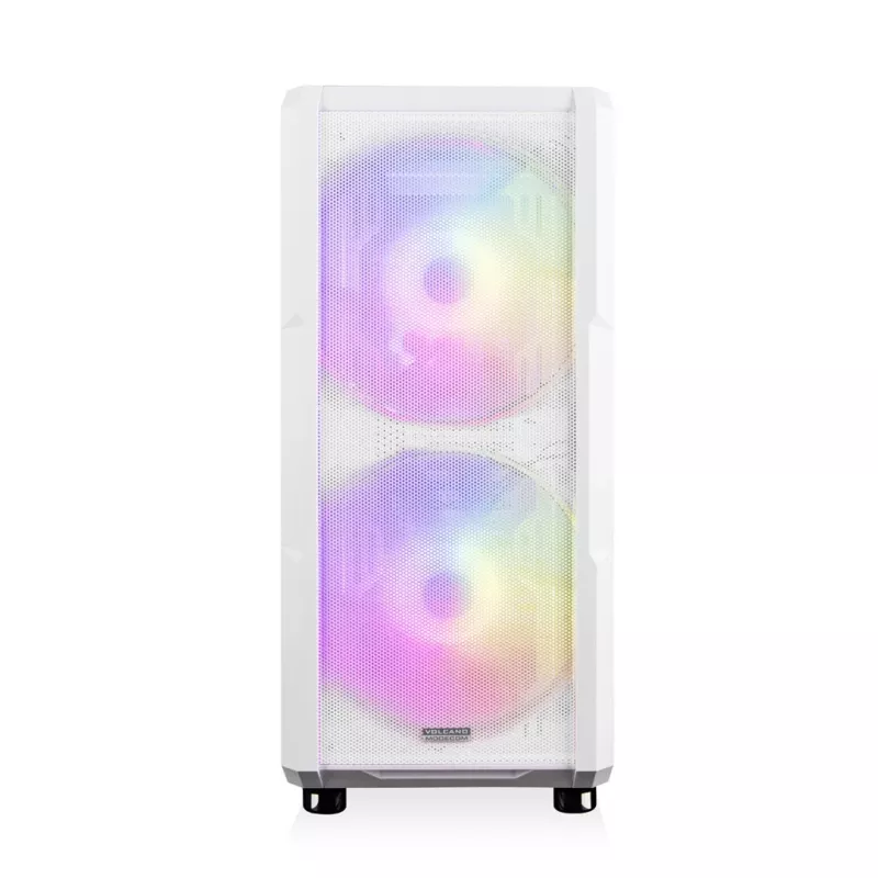 Caixa de PC MODECOM AMIRANI ARGB Midi Tower branca — ATX/ITX, GPU 35 cm, dissipador de CPU 16,5 cm, 2 ventoinhas de 200 mm