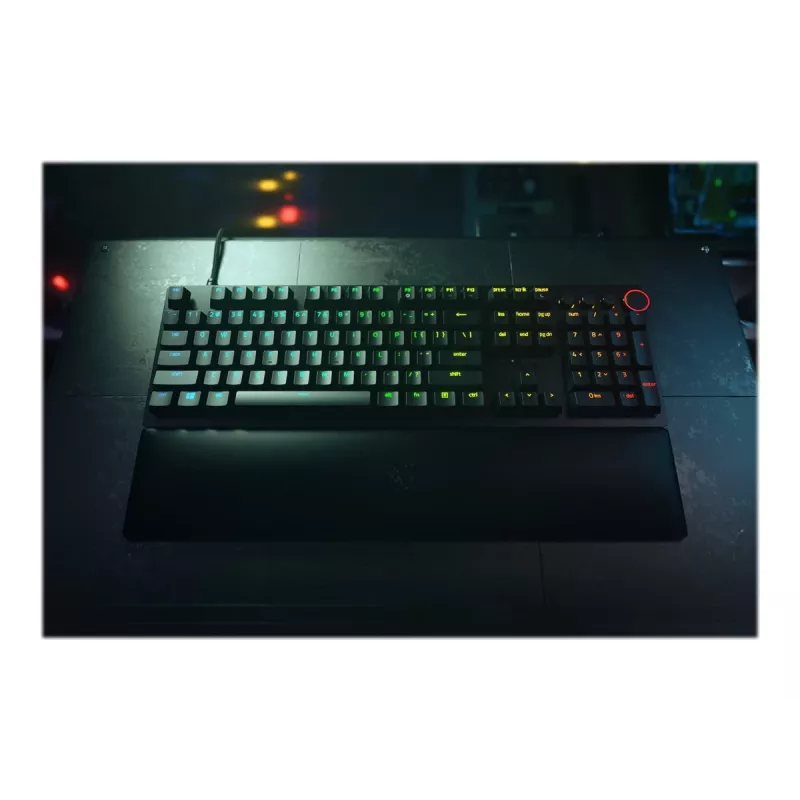 Teclado gaming com fios Razer Huntsman V2 — interruptores óticos roxos táteis, LED RGB