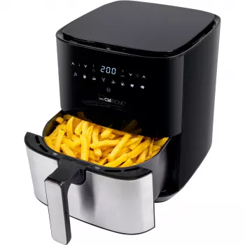 Clatronic FR 3782 H, Fritadeira de ar quente, 5 l, 80 °C, 200 °C, imagem única, Preta, Aço inoxidável