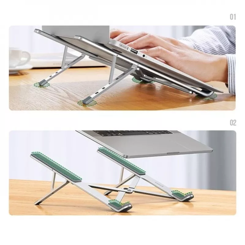 Suporte para portátil UGREEN LP451 ajustável liga de alumínio para portáteis de 8–17 polegadas, 5 posições, prata