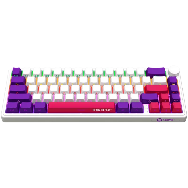 LORGAR KBP70MW, Teclado de gaming mecânico sem fios 65% Pro, branco, layout EN