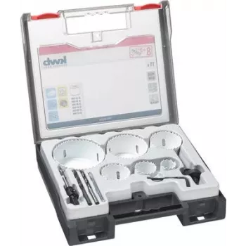 Conjunto de serras copo KWB 598250, 11 peças — kit de corte para madeira, metal e plástico