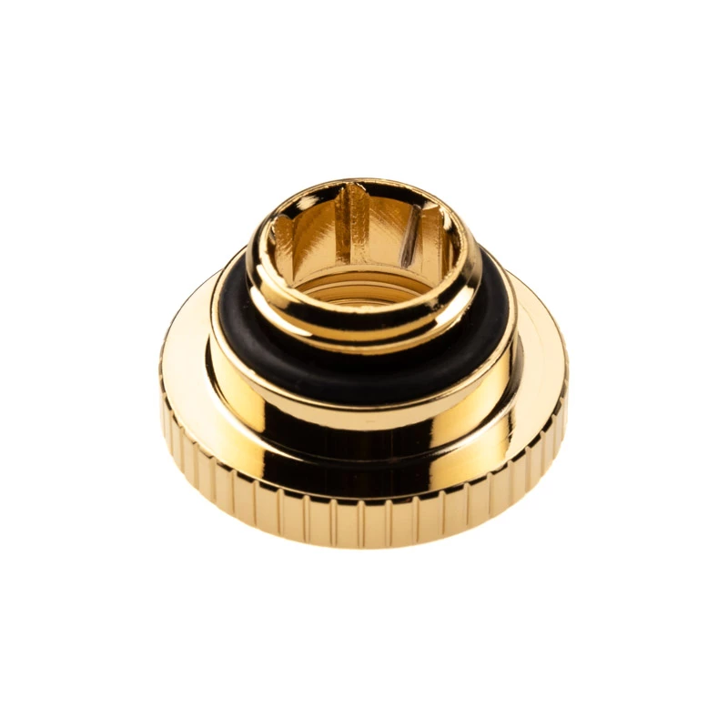 Fitting EK Water Blocks latão dourado 3,75 mm de altura 2,3 cm de diâmetro