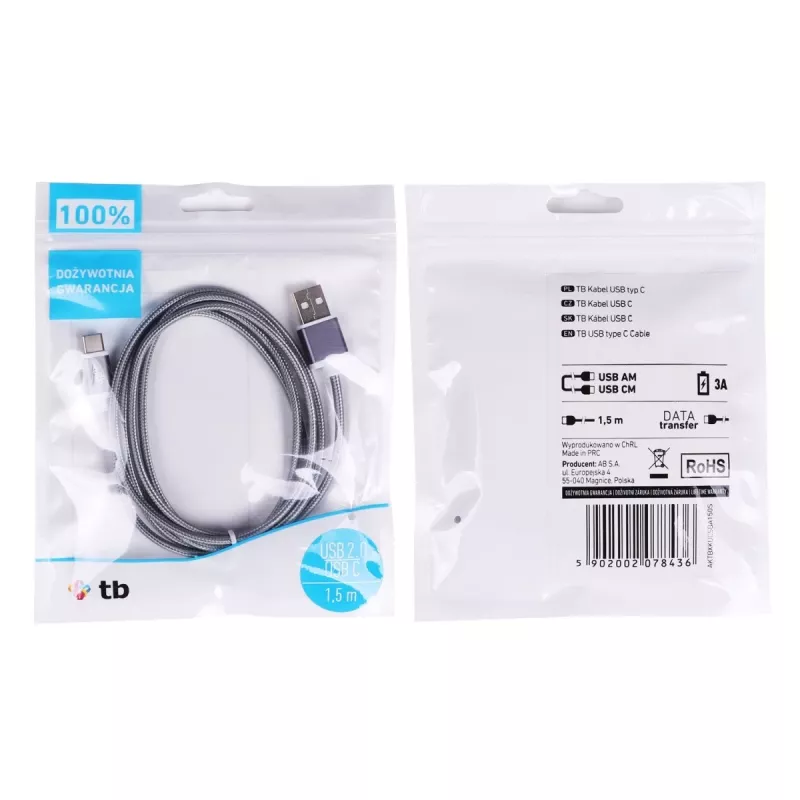 Cabo TB USB - USB-C 1,5 cinzento (AKTBXKUCSBA150S)