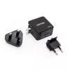 Carregador universal móvel Unitek P1117B USB-C PD 65W, 2x USB‑C PD + 1x USB‑A, preto
