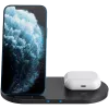 Carregador Docking Station sem fios 2em1 QI 10W/USB-C/LED preto