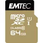 EMTEC Gold+ - Cartão de memória flash (adaptador SD incluído) - 64 GB - Class 10 - microSD - dourado (ECMSDM64GXC10GP)