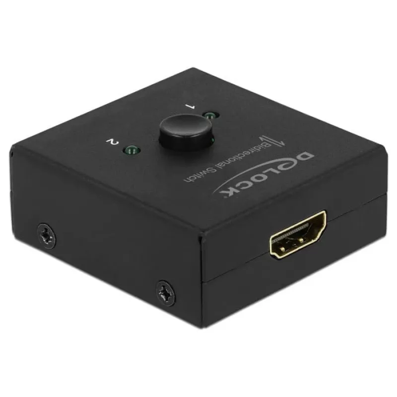 DeLock HDMI 2-1 bidirecional 4K 60 Hz compacto - Retail Box - Comutador de vídeo/áudio - 2 x HDMI - secretária (64072)