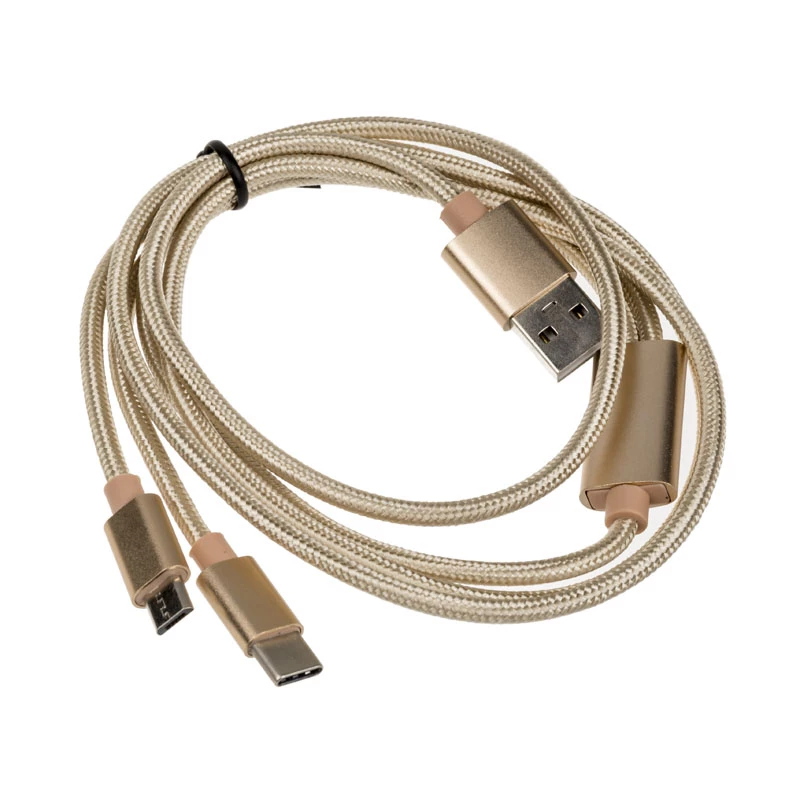 Cabo USB Akasa AK-CBUB42-12GL 1,2 m USB 2.0 USB A USB C/Micro-USB B dourado (AK-CBUB42-12GL)
