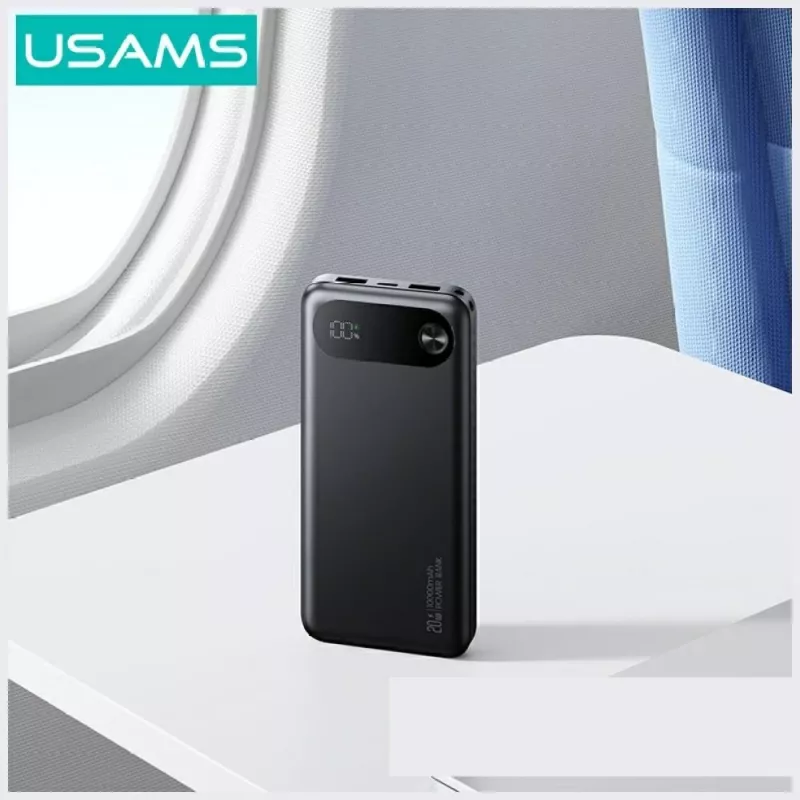 Powerbank usams PB80 PD20W 10000mAh — carregador portátil, preto
