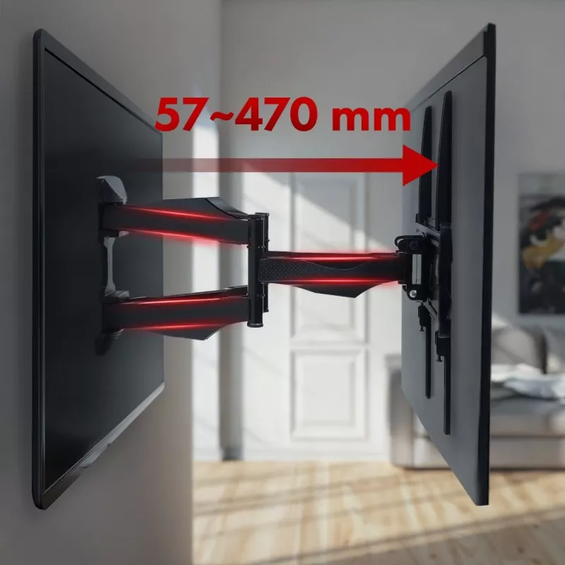 Suporte de TV de parede MACLEAN MC-781 para ecrãs de 66–177,8 cm (26–70 polegadas), inclinável -12–2°, VESA 100x100–400x400, carga máx. 45 kg, preto