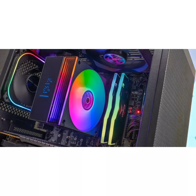 Arrefecedor de ar TACENS Mars Gaming MCPU-LCD, ventoinha de 120 mm, TDP 300 W, compatível com LGA1700/1200/115x/1366 e AM4/AM5, preto