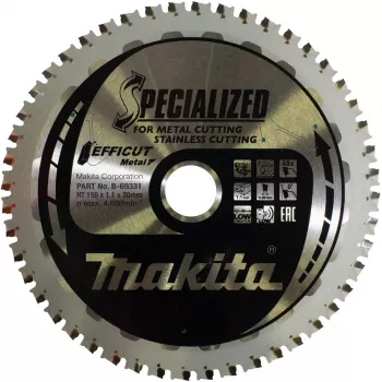 Makita Efficut - Disco de serra circular - para metal, aço inoxidável, aço - 150 mm - 48 dentes - para Makita DCS553RTJ