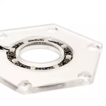 Conjunto de montagem BitsPower Hexagon BP-WTHU-RGB — acrílico transparente, 91,4×80×6,5 mm