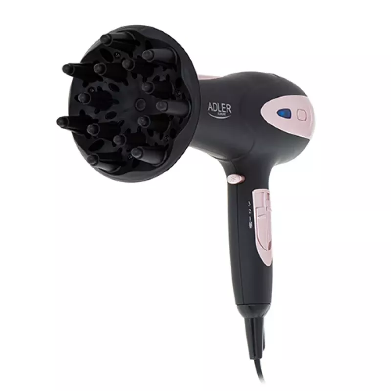 Adler | Secador de cabelo | AD 2248b ION | 2200 W | Número de níveis de temperatura 3 | Função iões | Difusor | Preto/Rosa