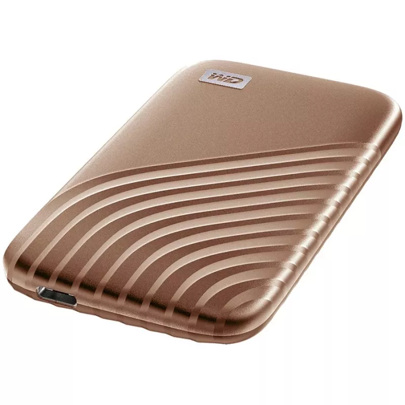 WD My Passport SSD WDBAGF0010BGD - SSD - encriptado - 1 TB - externo (portátil) - USB 3.2 Gen 2 (conector USB-C) - AES de 256 bits - dourado