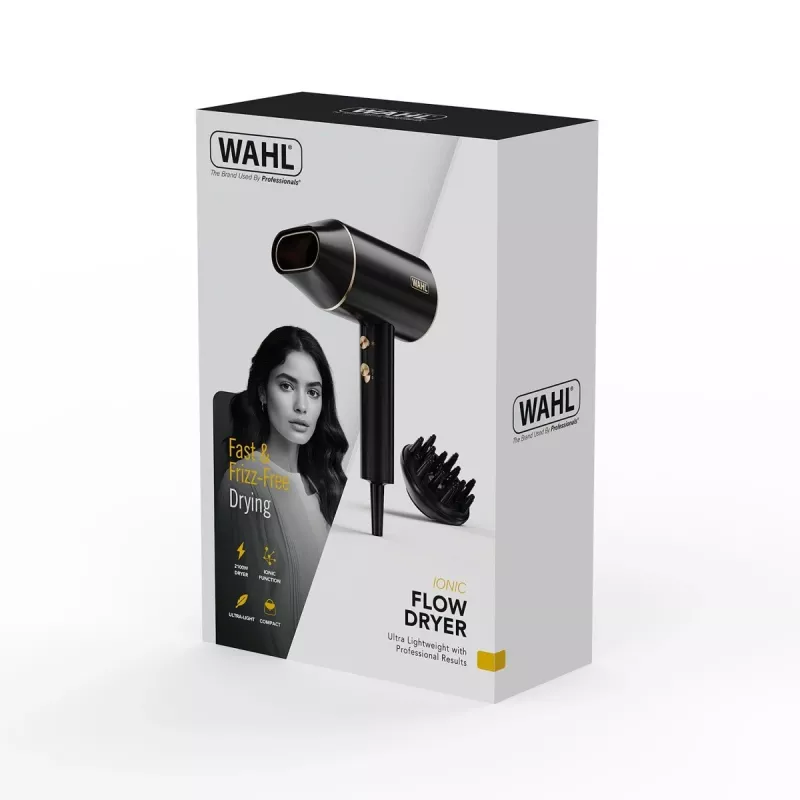 Secador de cabelo Wahl Ionic Flow 2100 W preto, dourado