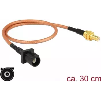 Cabo coaxial DeLOCK 89676 RG-316 0,3 m FAKRA A SMB preto castanho dourado